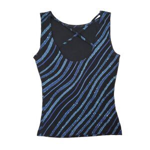 Vtg 90s Y2K Sparkly Glitter Criss Cross Cami Tank Top M Whimsgoth Fairy Grunge